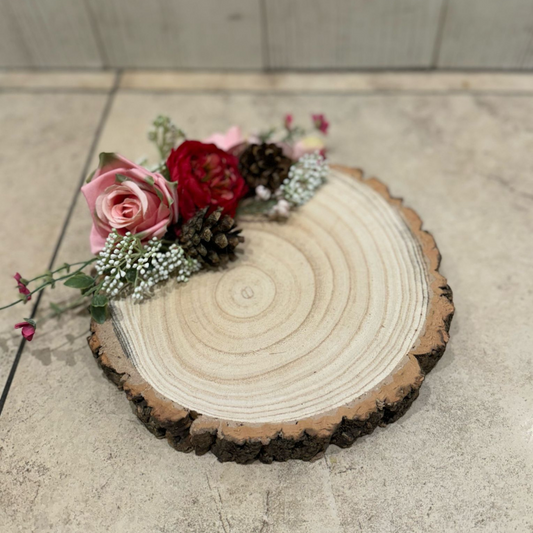 Handcrafted Floral Wood Log (Medium)