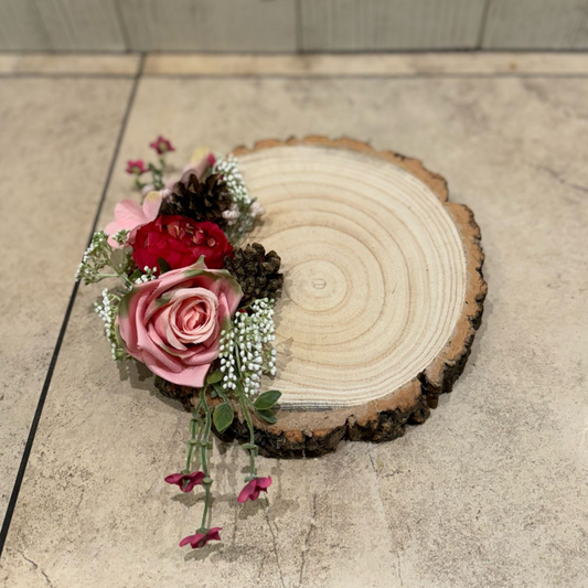 Handcrafted Floral Wood Log (Small)